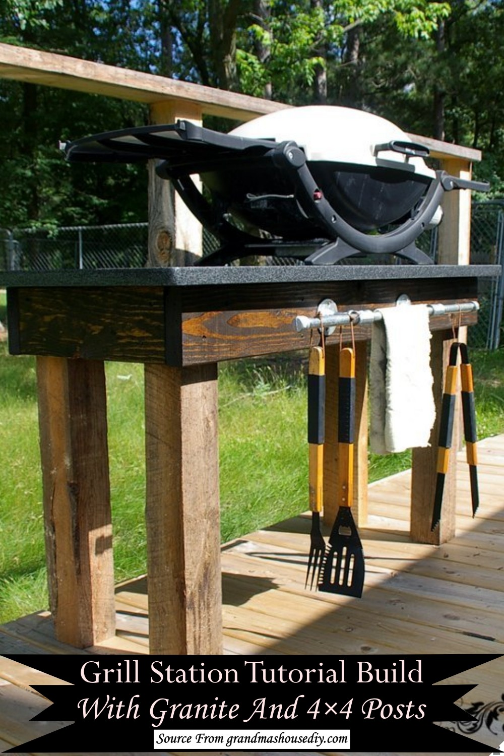Grill Station – Tutorial Build With Granite And 4×4 Posts
