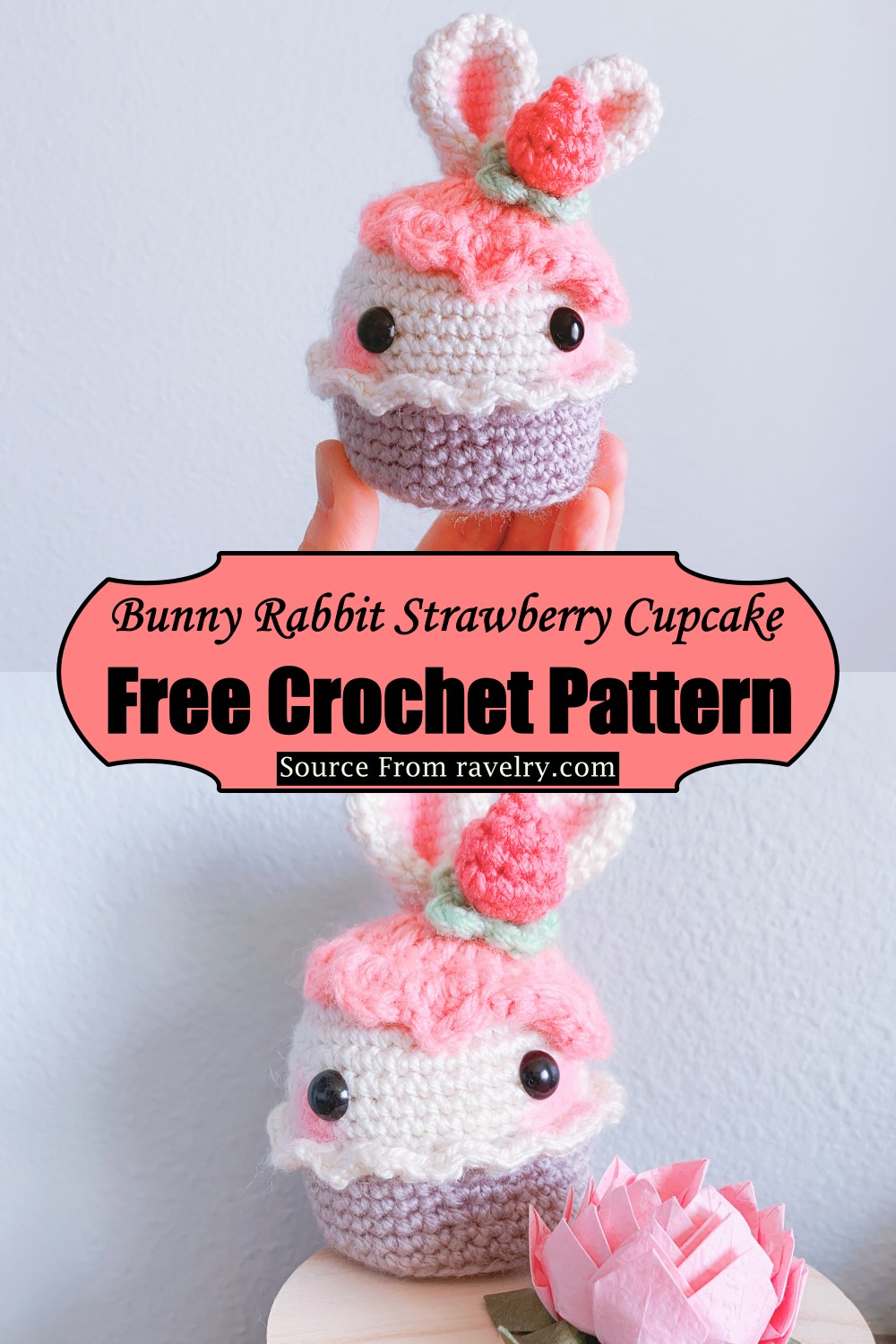 Bunny Rabbit Strawberry Cupcake
