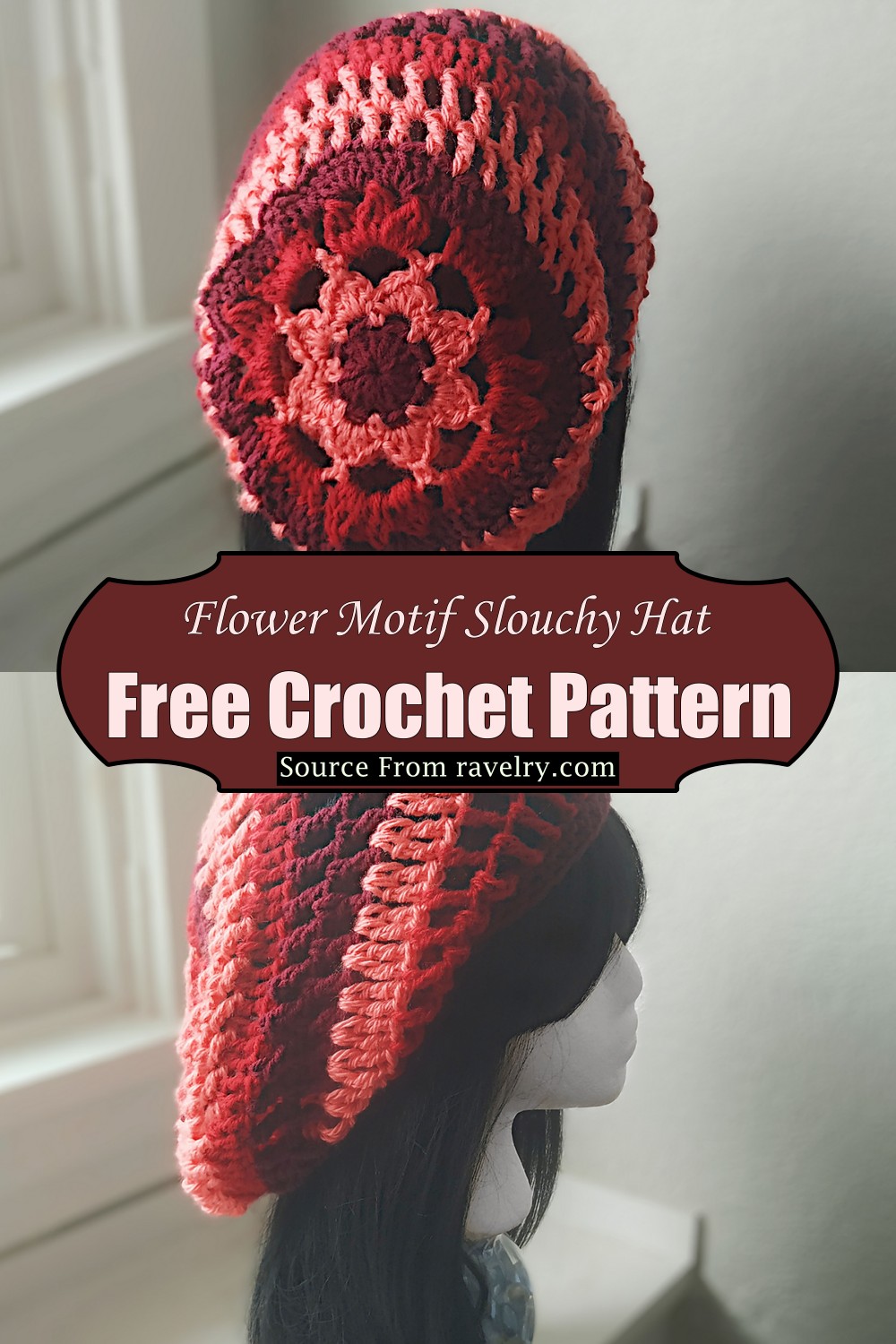 Flower Motif Slouchy Hat