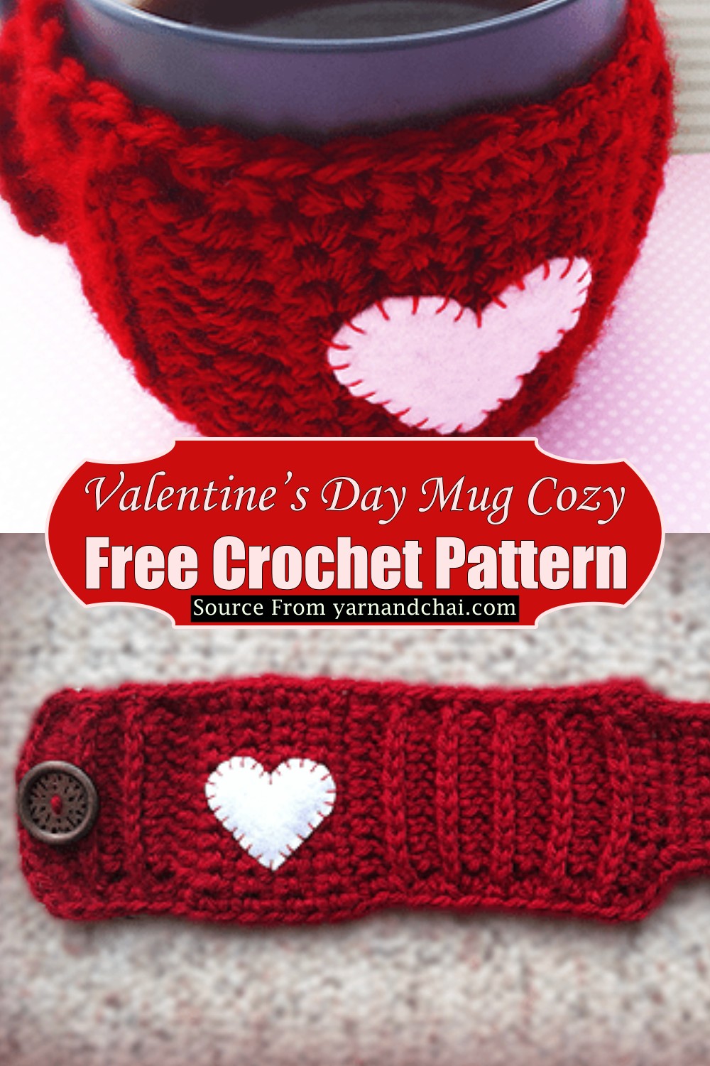 Crochet Valentine’s Day Mug Cozy