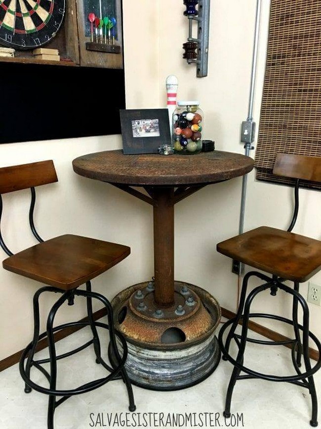 DIY Salvaged Industrial Bar Table