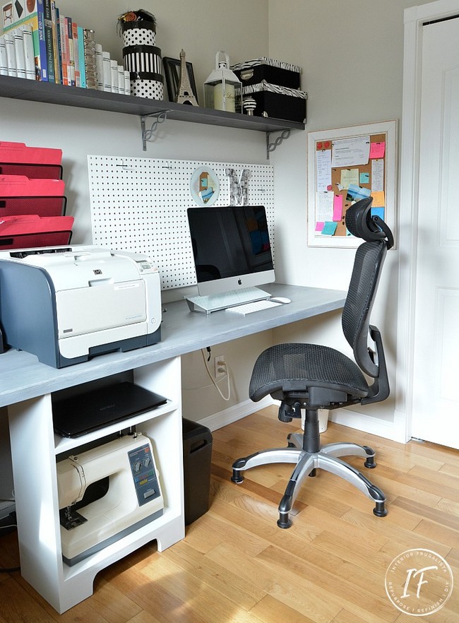 DIY Space Saving Floating Double Desk