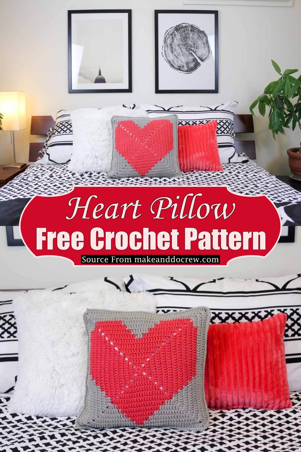 Heart Pillow Crochet Pattern