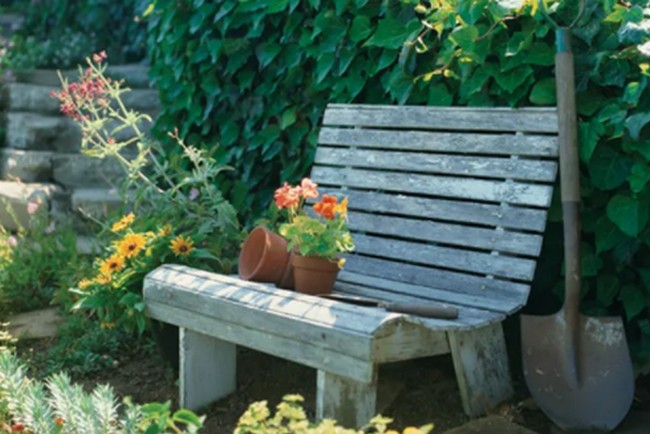 Homemade Old House Garden Bench