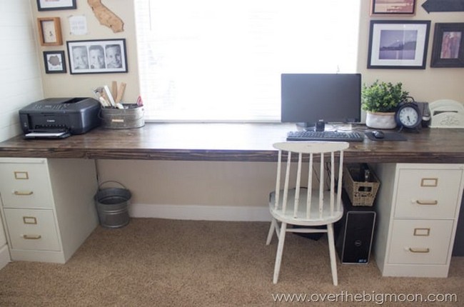 How To Build A Huge Desk With Two File Cabinets