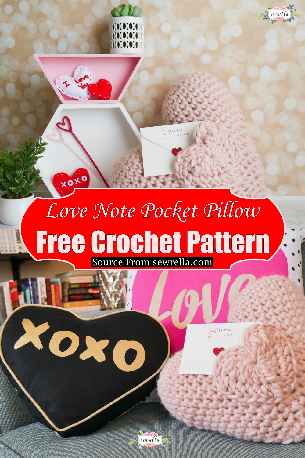 Love Note Crochet Pocket Pillow