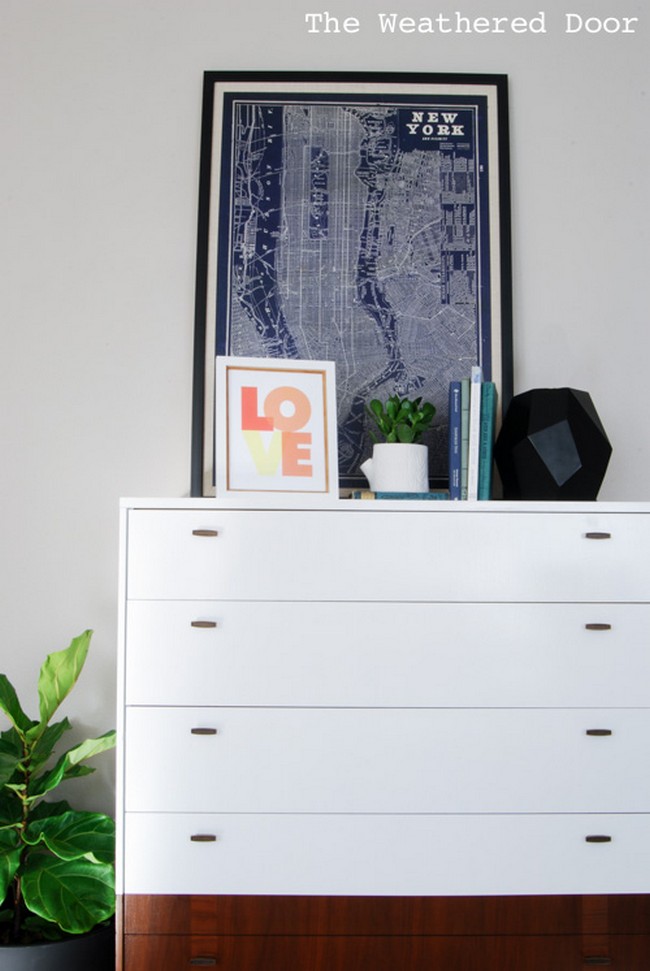 Reverse Dipped Mid Century Dresser With Angled Sides