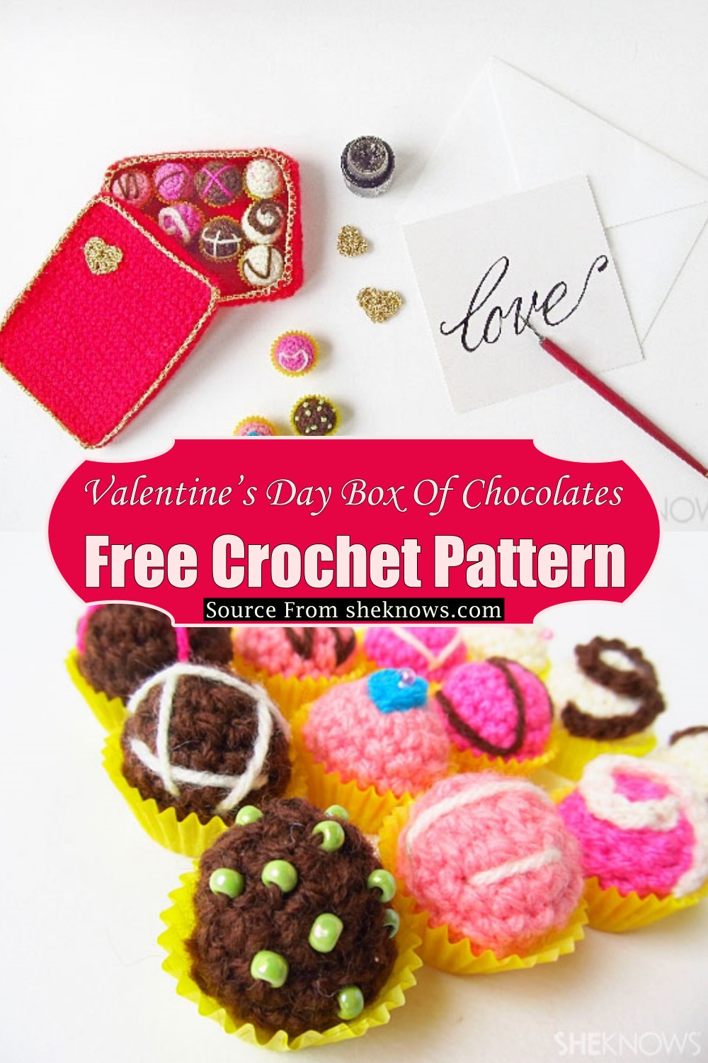 Valentine’s Day Crocheted Box Of Chocolates