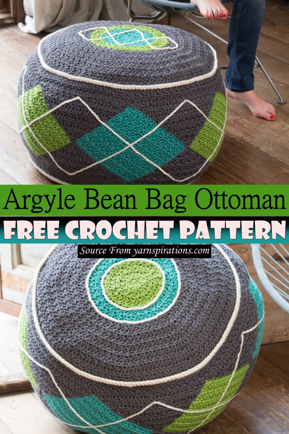 Argyle Bean Bag Ottoman Pattern