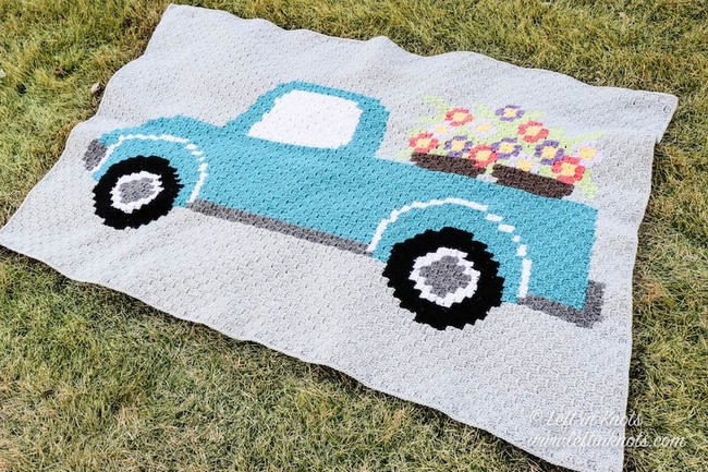 C2C Flower Truck Blanket Crochet Pattern