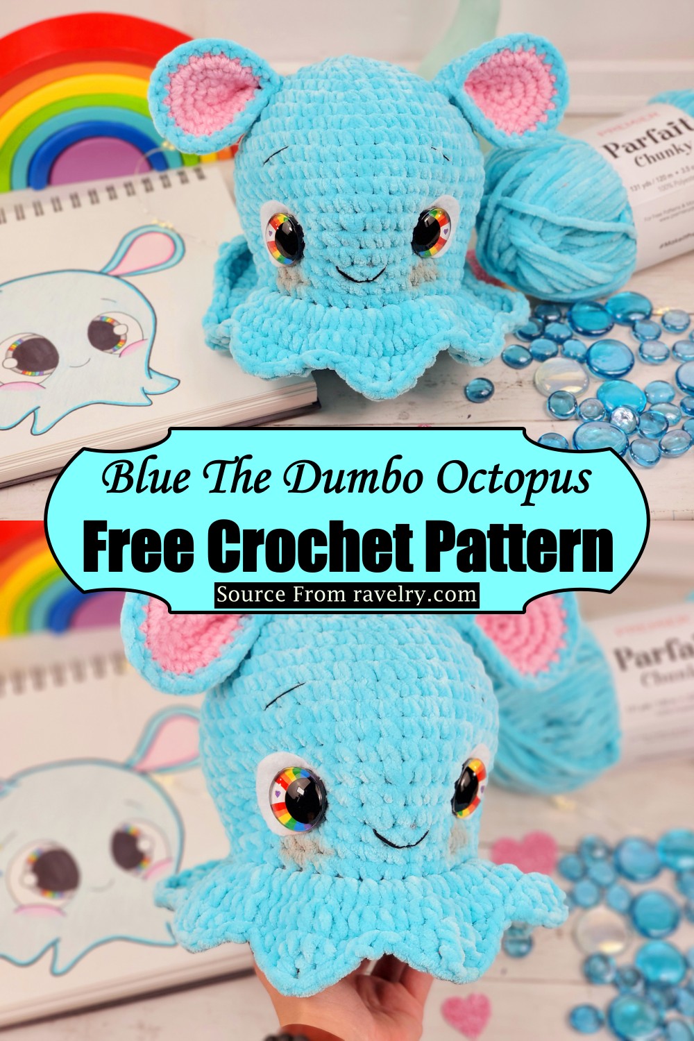 Crochet Blue The Dumbo Octopus