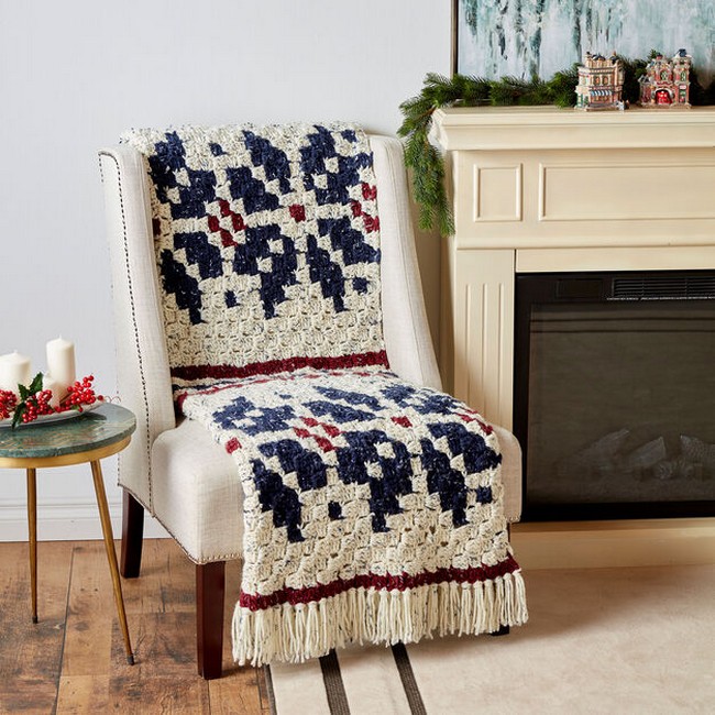 Crochet C2C Nordic Motif Blanket Free Pattern