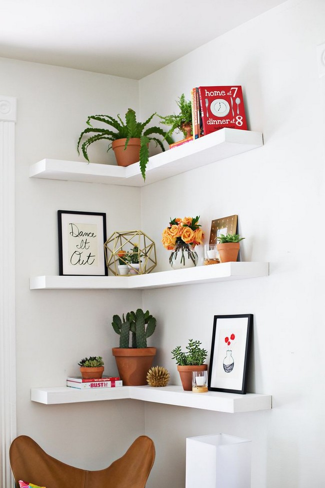 DIY Corner Floating Shelves
