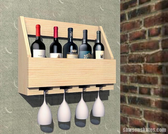 DIY Wall Mounted Wine Rack