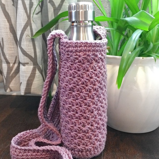 Free Crochet Star Stitch Bottle Holder Pattern