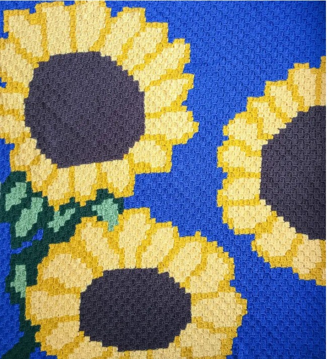 Free Crochet Sunflower C2C Blanket Pattern