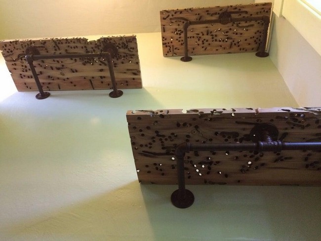 Pipe And Salvaged Wood Shelves DIY