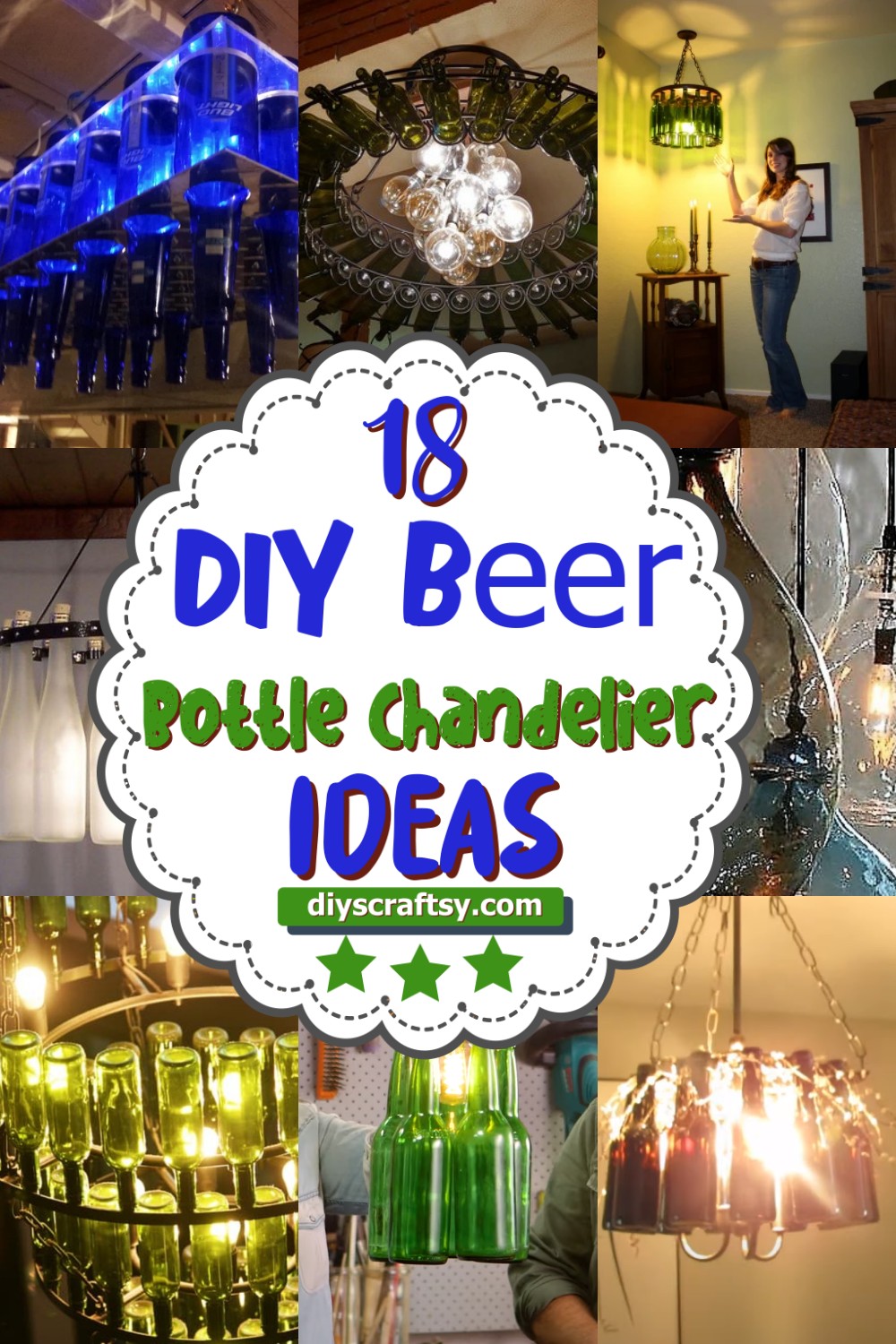 18 DIY Beer Bottle Chandelier Ideas