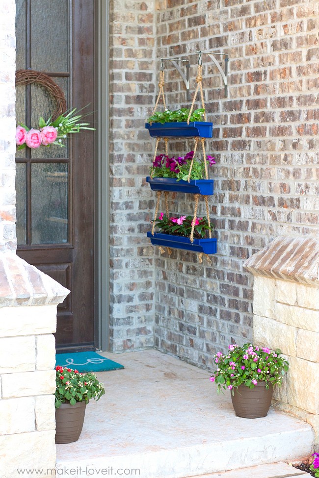 DIY Hanging Rain Gutter Planters