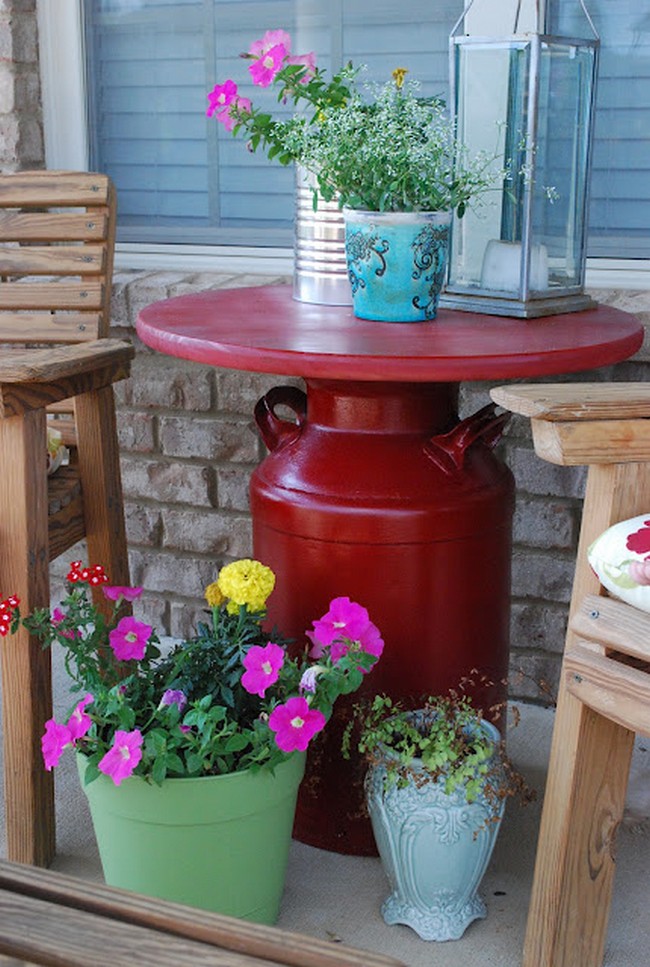 DIY Milk Can Table Decorating Spring Porch