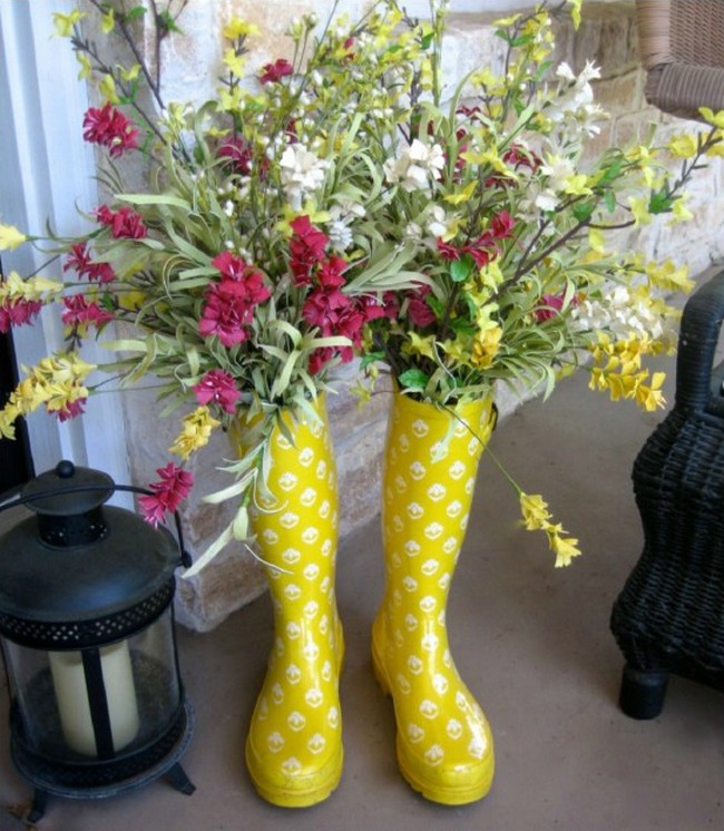 Rain Boots Spring Porch Repurposing