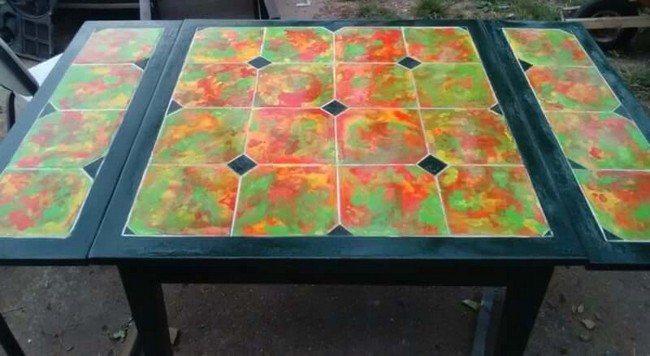 Alcohol Ink Tiled Table Top DIY