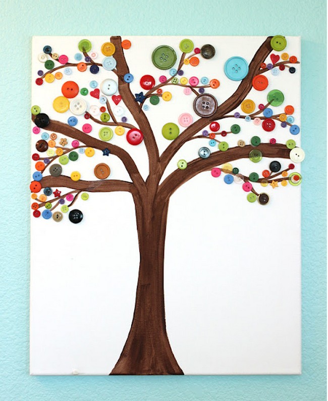 Button Tree Art Canvas