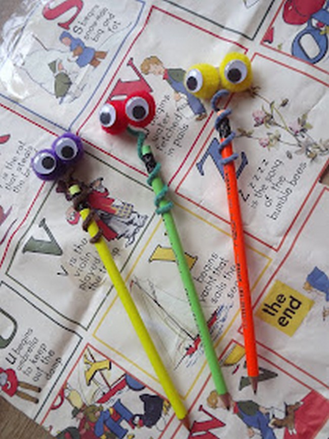 DIY Googly Eyed Snake Pencil Toppers