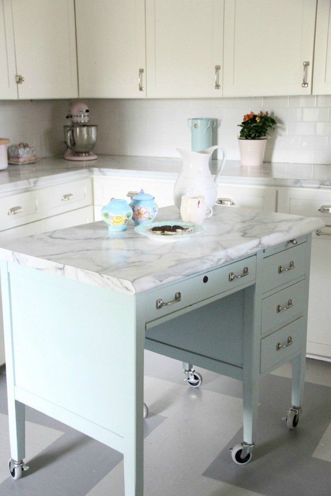 DIY School Desk Kitchen Island