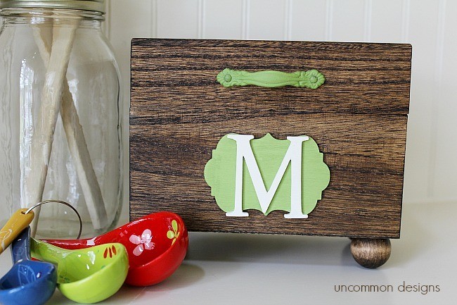 Monogrammed Wooden Recipe Box