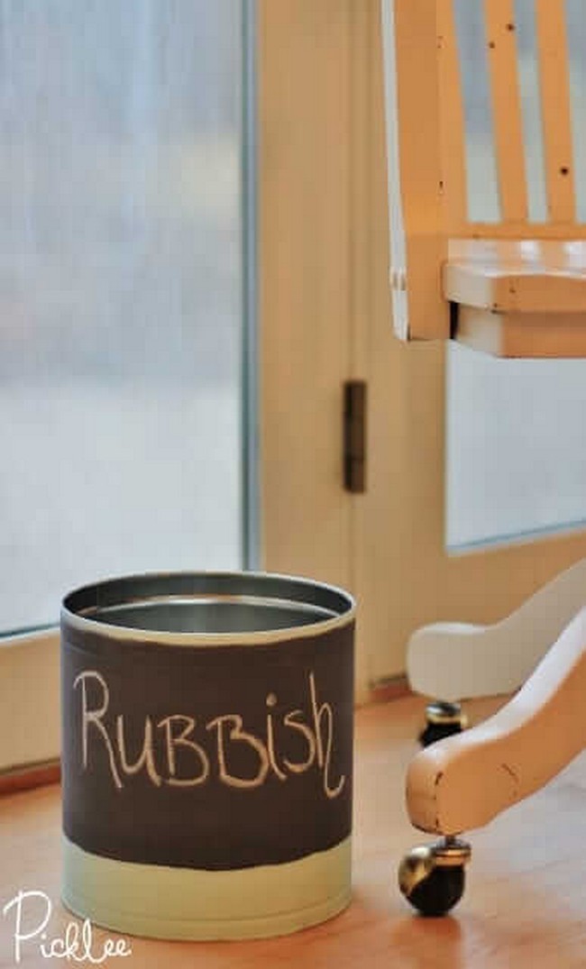 Salvaged Popcorn Tins Trash Cans