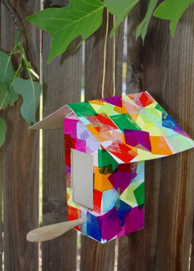 Tissue Paper Collage Birdhouses