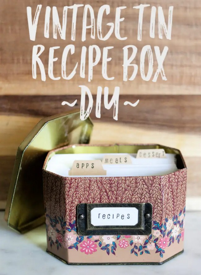 Vintage Tin Recipe Box