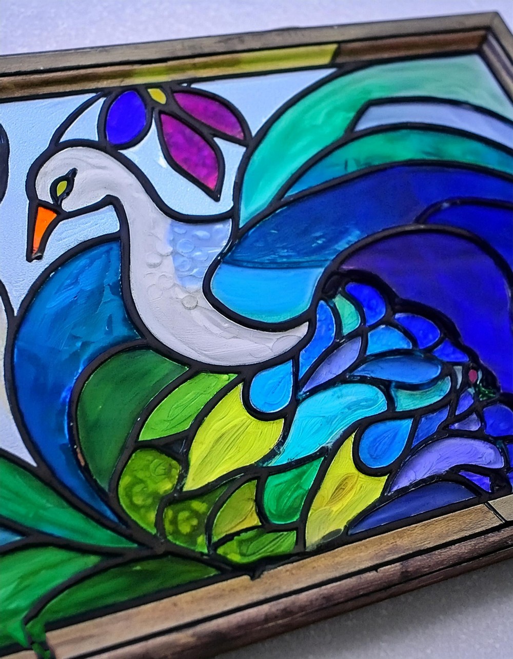 Faux Stained Glass with Acrylic Paint and Glue