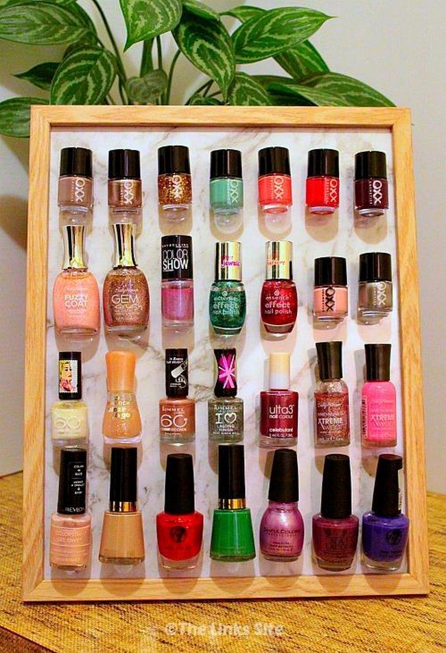 DIY Nail Polish Organizer Using Photo Frame