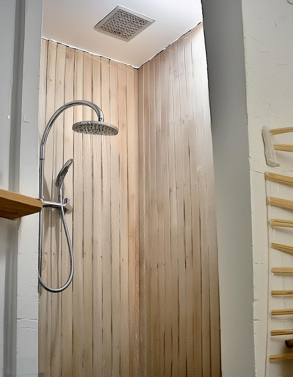 DIY Wooden Shower Wall Panel