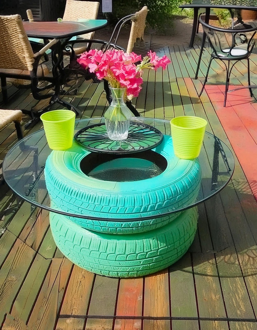 Cool Outdoor Tire Table From Used Tire