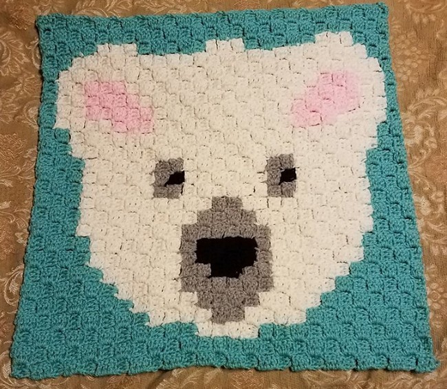 Free Crochet C2c Polar Bear Square Pattern