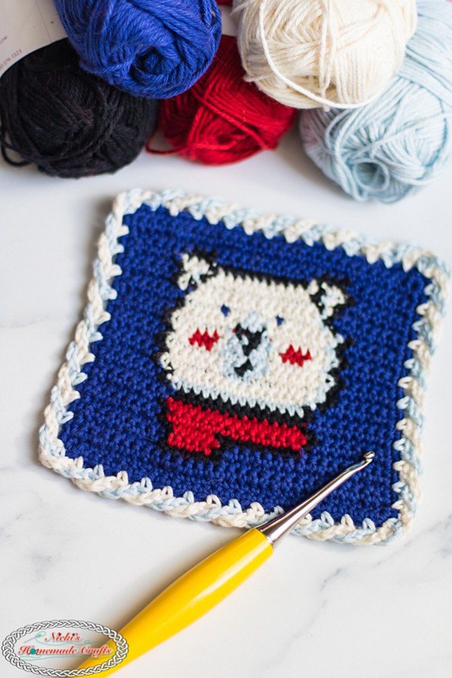Free Crochet Polar Bear Washcloth Pattern
