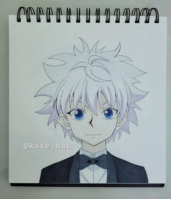 Killua wearing a suit