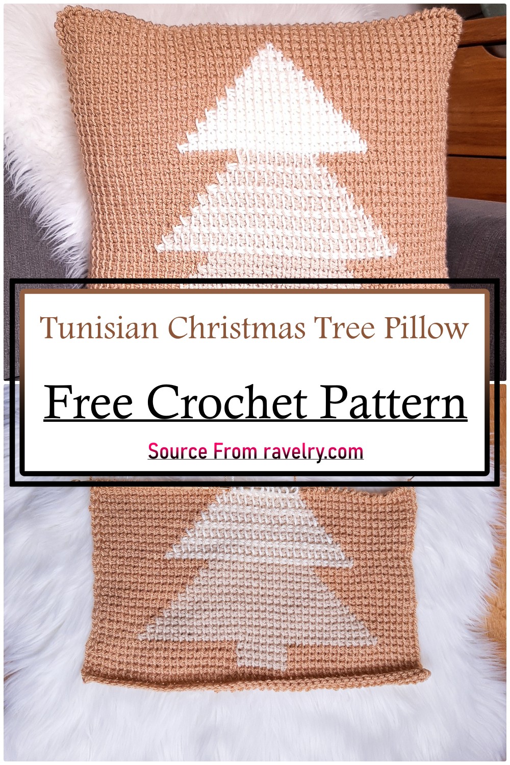 Tunisian Christmas Tree Pillow
