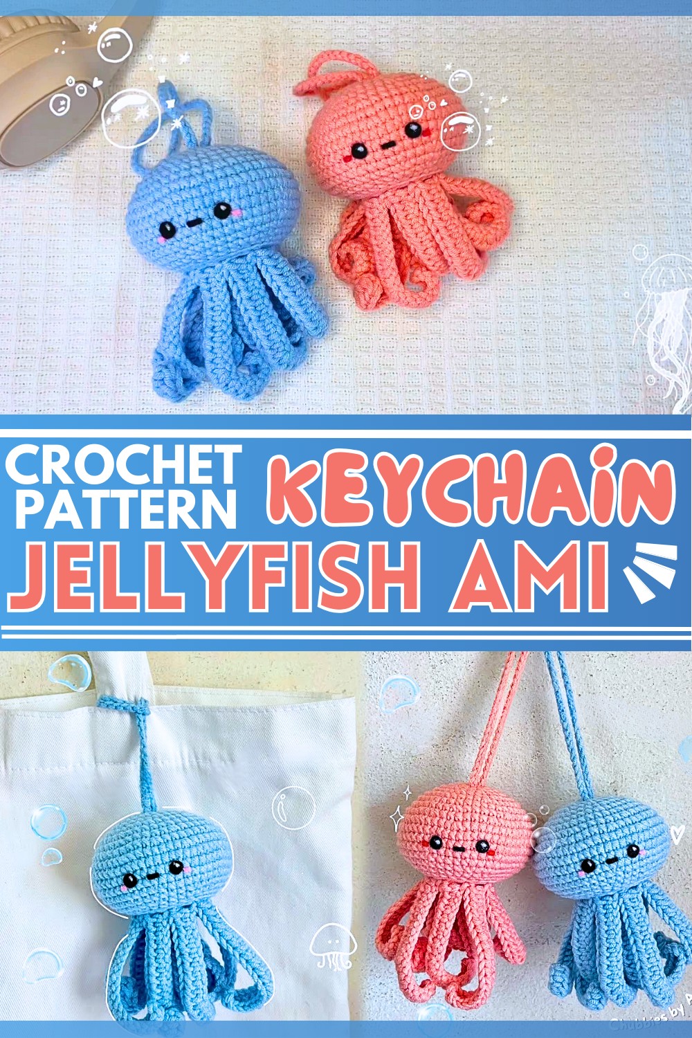 Crochet Chubby Jellyfish Keychain