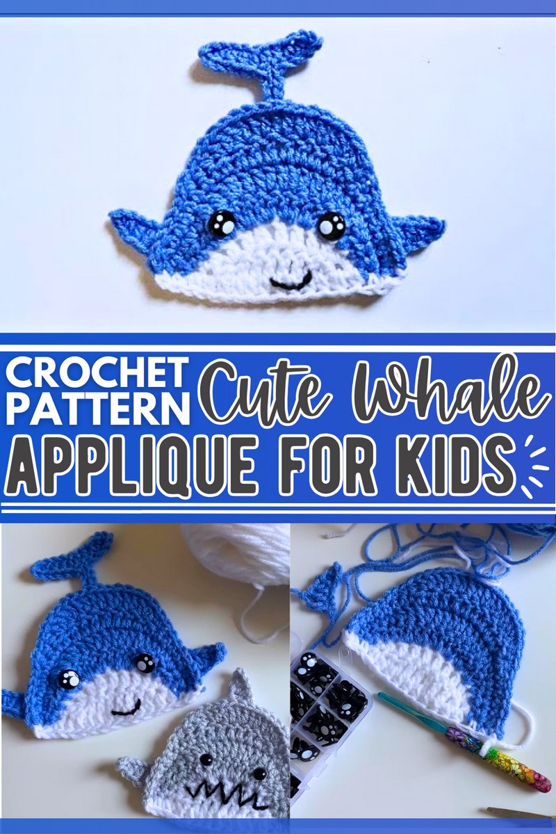 Crochet Whale (or Shark) Applique