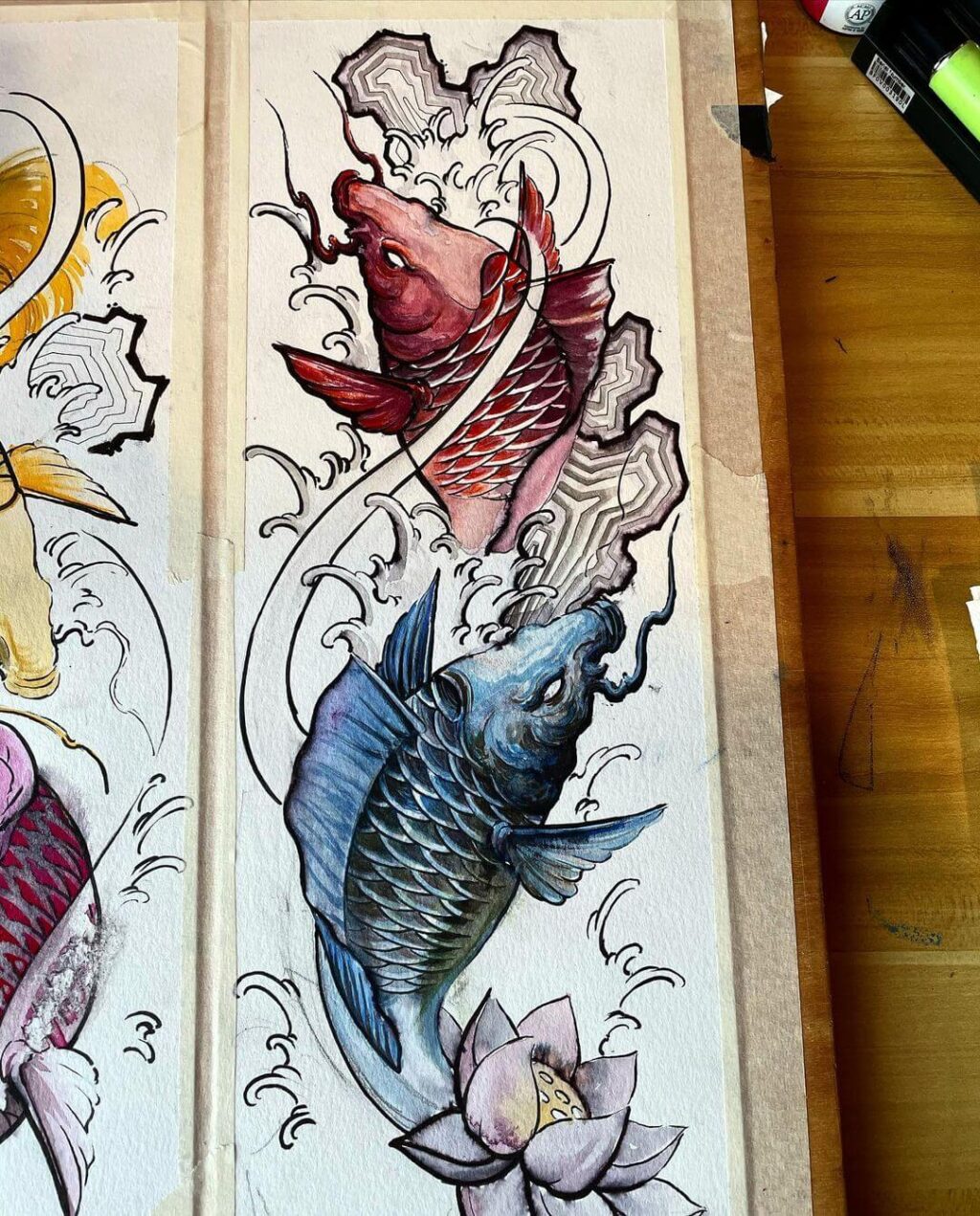23 Koi Fish Drawing Ideas For Wall Decor - DIYsCraftsy