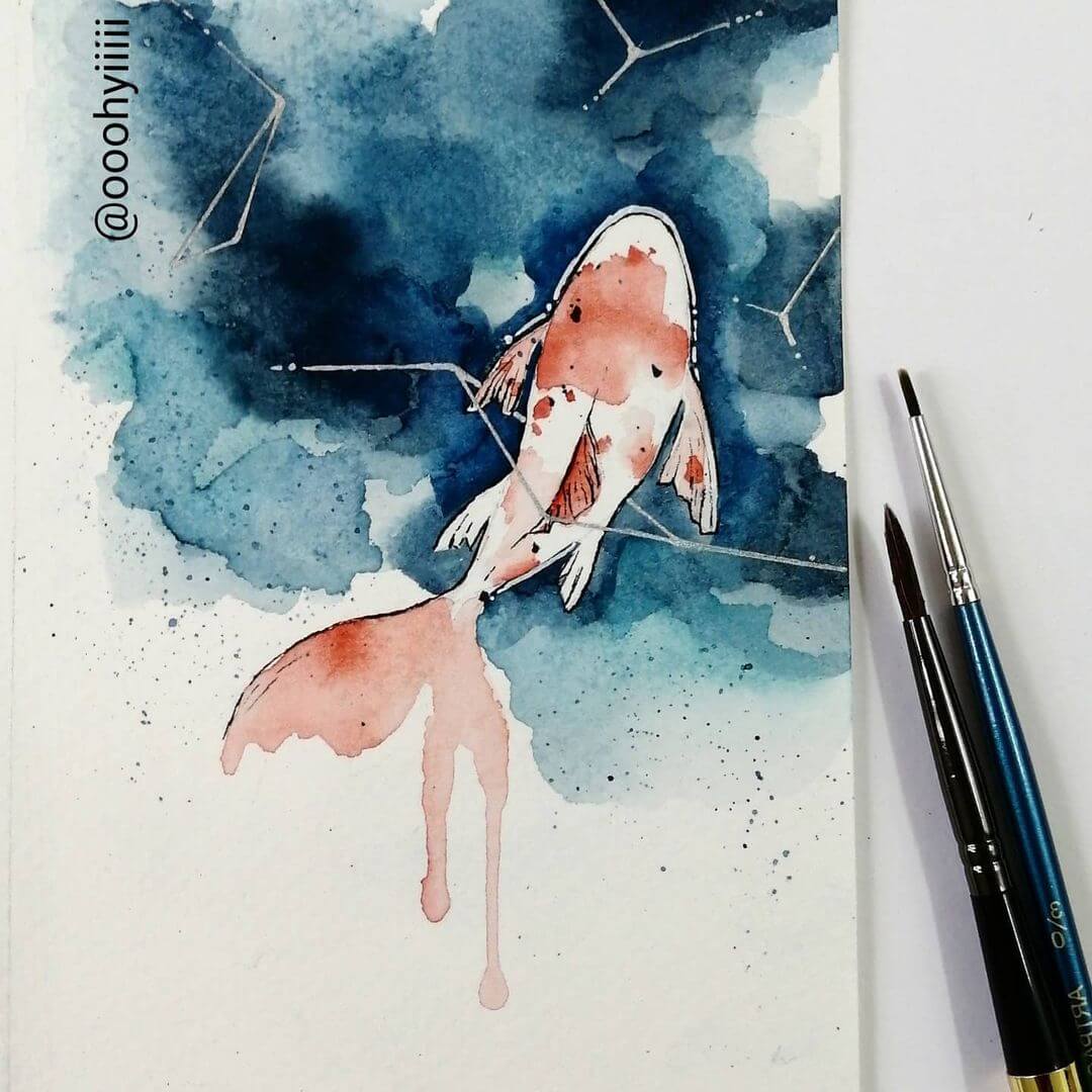Watercolor Koi Fish