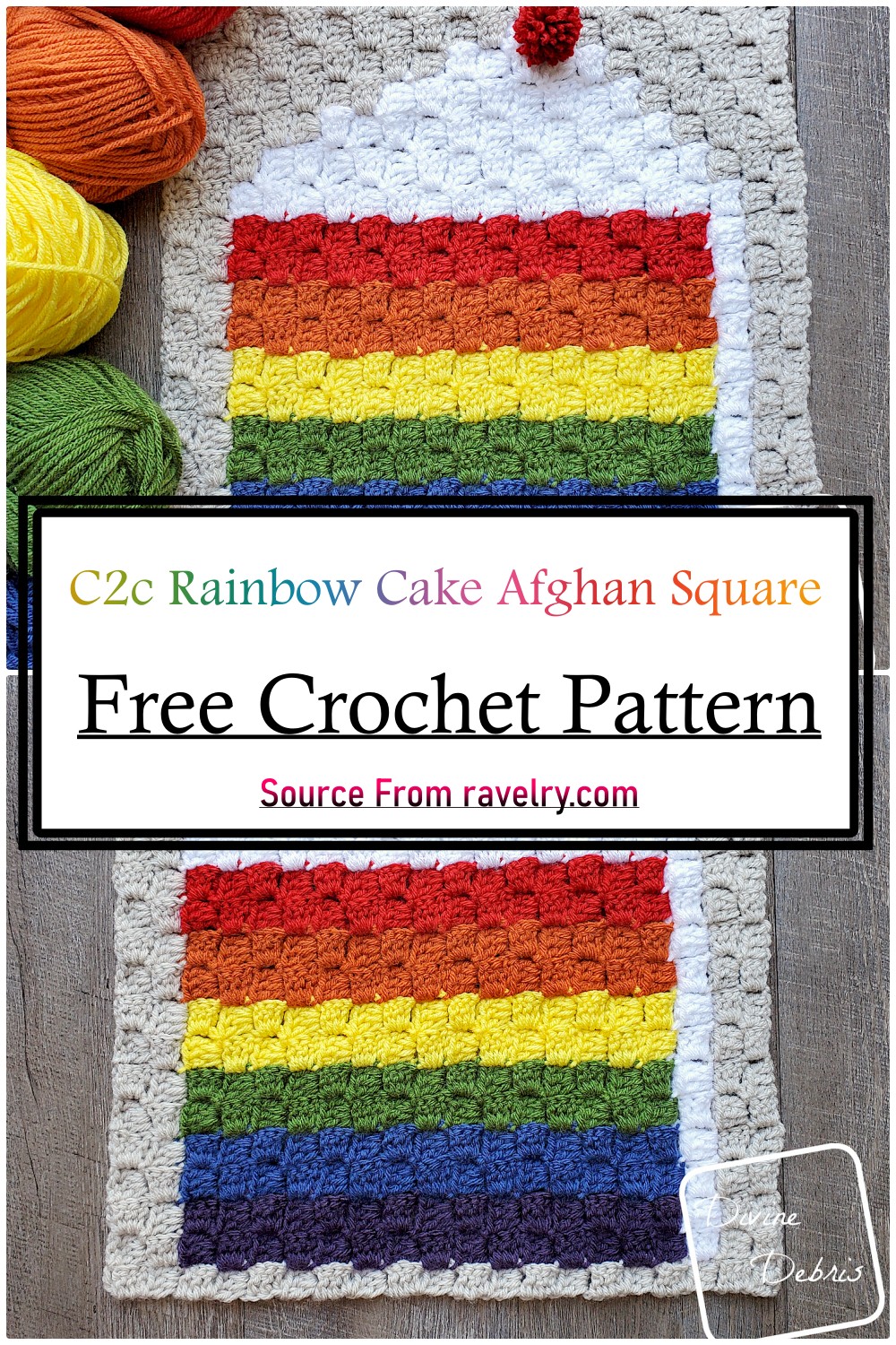 C2c Rainbow Cake Afghan Square