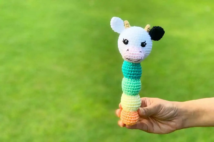 Crochet Cow Baby Rattle