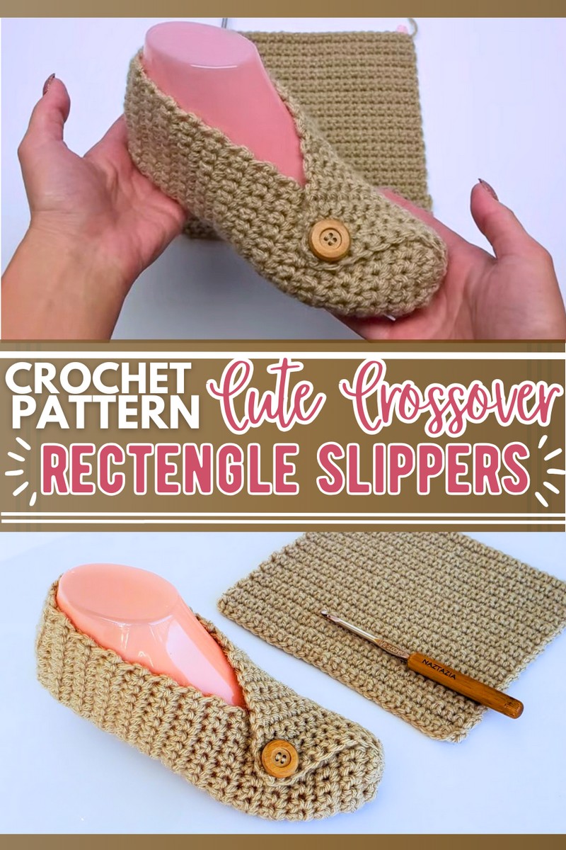 Crochet Crossover Slippers from a Rectangle