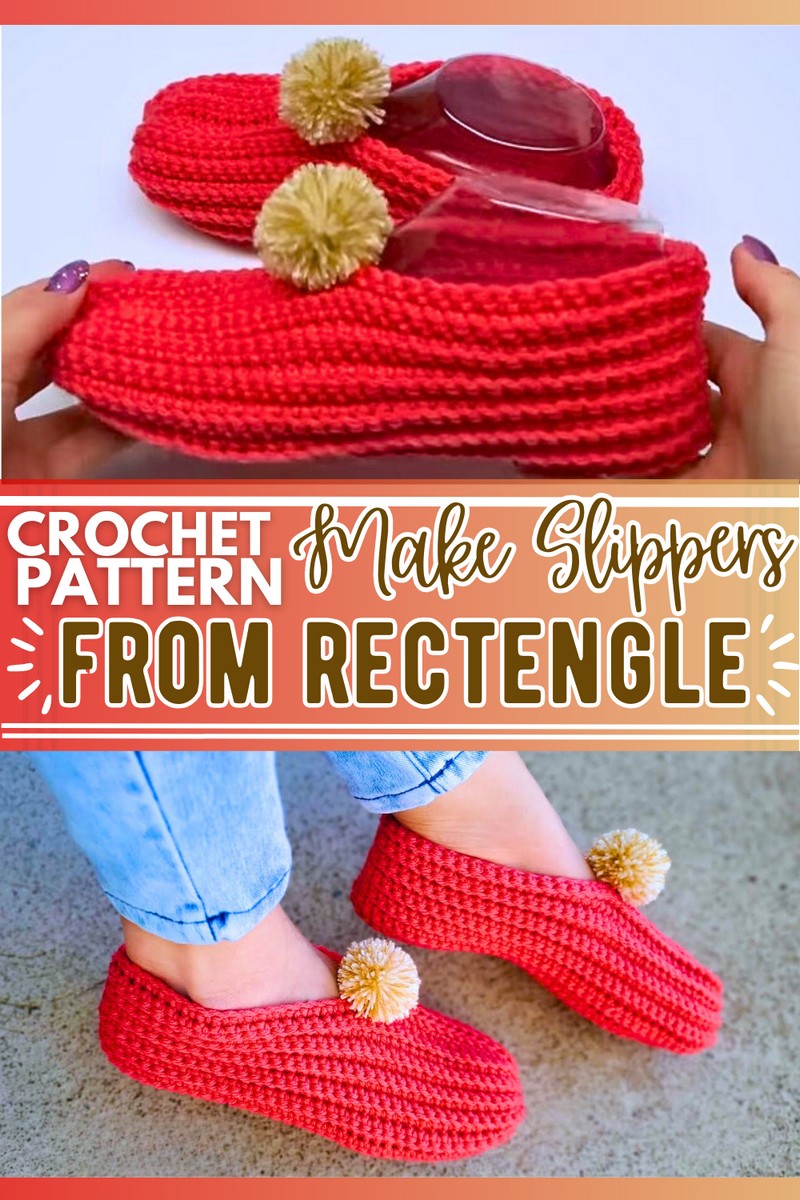 Crochet Easy Slippers from a Rectangle