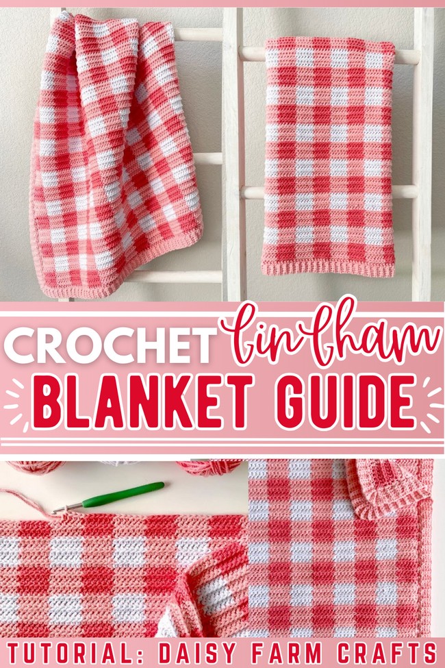 Crochet Ridged Lines Gingham Blanket